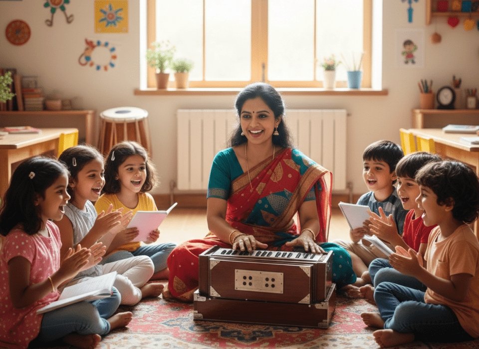 Student practicing traditional Shloka chanting and verse recitation